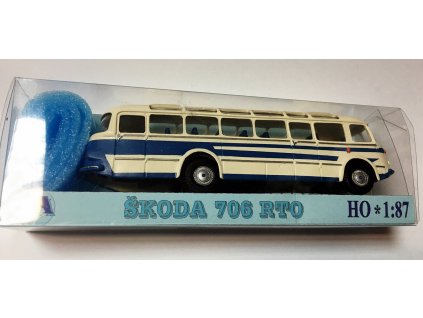 H0 - autobus Škoda 706 RTO bílá/modrá pruh / Došlý 101351