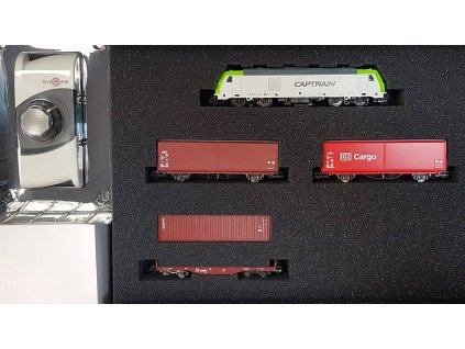 TT - Start Set - lokomotiva TRAXX Captrain, vozy s odkl. střechou a kontejnerový DB AG / TILLIG 01448