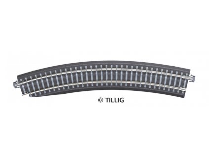 TT - Kolej s podložím, šedé pražce BR 11-32kli, oblouková vyrovnávací, levá, R 396 mm / TILLIG 83774