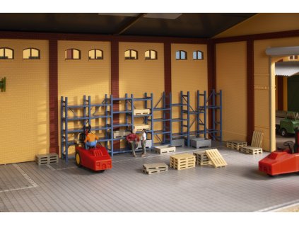 H0 - Regál pro těžký náklad a 24 palet / Auhagen 41660