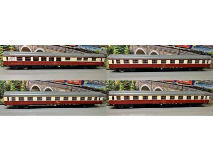 H0 - set čtyř osobních vozů Vindobona ČSD, osvětlený / MTB Vindobona