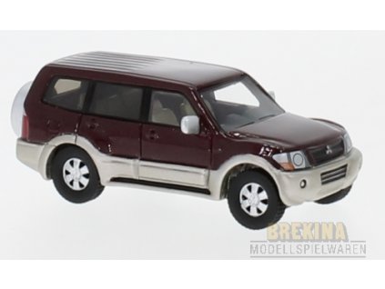 H0 - auto Mitsubishi Pajero metallic dunkelrot, / Brekina BOS87495