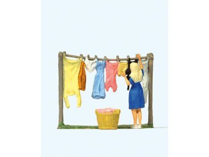 H0 - Dáma věší prádlo / Preiser 28110