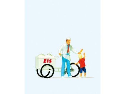 H0 - Muž s vozíkem a zmrzlinou / Preiser 28126