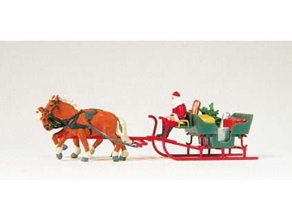 H0 -Santa, sáně s koňmi / Preiser 30448