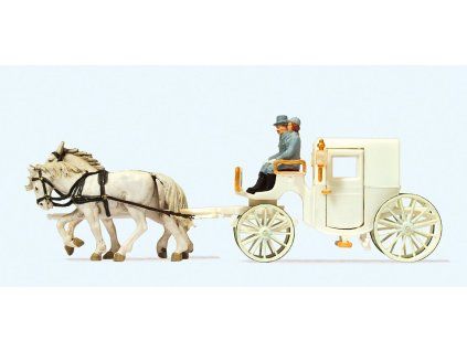 H0 - Svatební kočár s koňmi / Preiser 30495