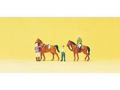 N - Jezdci, 2 koně a 3 figurky / Preiser 79186