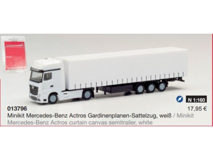 N - MiniKit - Plachtový návěs Mercedes-Benz Actros, bílý / Herpa 013796