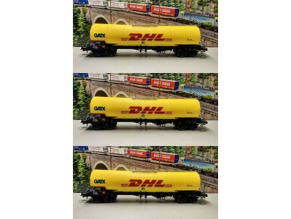 H0 - set 3 ks kotlových vozů Zacns DHL GATX / ROCO 76029