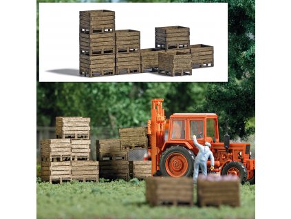 469022 h0 oranzovy traktor s bednami busch 1980