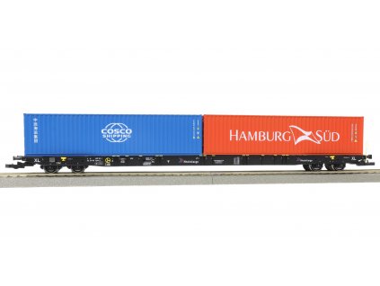 H0 - Plošinový vůz Sggnss Rhein Cargo XL - Cosco + Hasu / IGRA MODEL 96010056