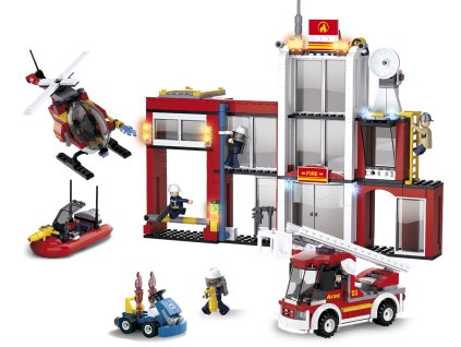 stavebnice Hasičská základna, auto, vrtulník atd. / Sluban M38-B0631