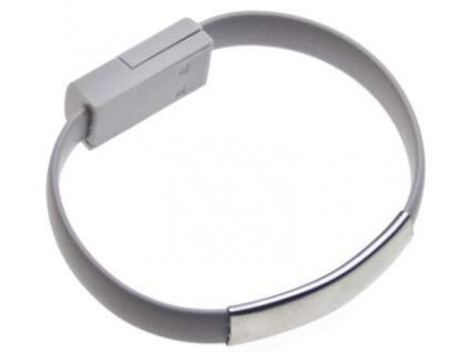 Nabíjecí a datový kabel Lightning pro iPhone na ruku 20 cm / Aligator Bracelet šedý