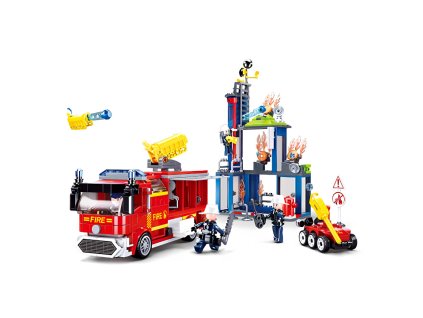 stavebnice Sluban Hasiči M38-B0967 Velký požární vůz s dělem a pojízdným robotem