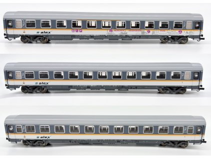 H0 - set 3 ks vozů Eurofima Alex, Mnichov - Praha / ROCO 74018
