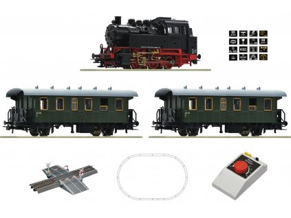 H0 - Start set lokomotiva BR80 + osobní vozy, koleje, ovladač / ROCO 5100001