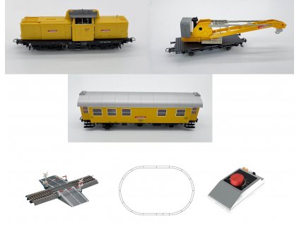 H0 - Start set nákladní stavební vlak DB s jeřábem, koleje, závory / ROCO 5100002