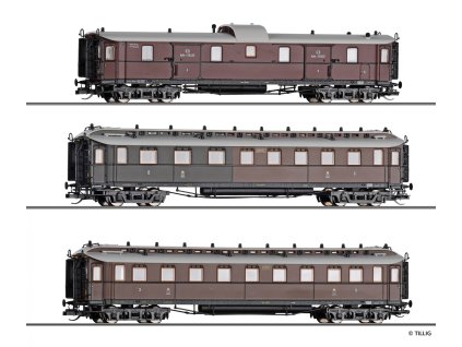 TT - set rychlíkových vozů „Preußischer Schnellzug“, K.P.E.V., 1.část / Tillig 01070