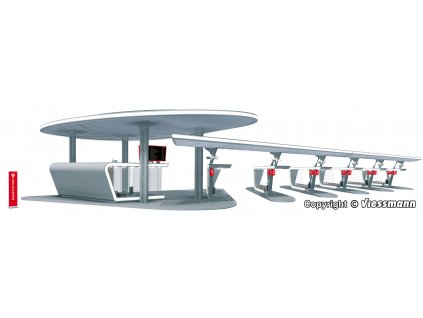 H0 - Moderní autobusové nádraží, kompletní sada včetně LED osvětlení / KIBRI 39000