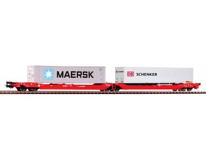 H0 - Set plošinových vozů T3000e, kontejner 40`Maersk a návěs PNO, DB AG Ep. VI / PIKO 24619