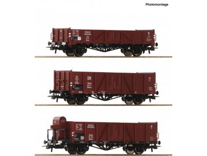 H0 - 3-dílný set otevřených vozů, DRB  / ROCO 6600102