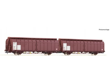 H0 - dvojitý vůz s posuvnými stěnami, PKP Cargo  / ROCO 6600096