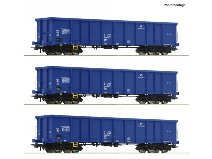 H0 - 3dílná sada: Otevřený nákladní vůz, PKP Cargo/ ROCO 6600100