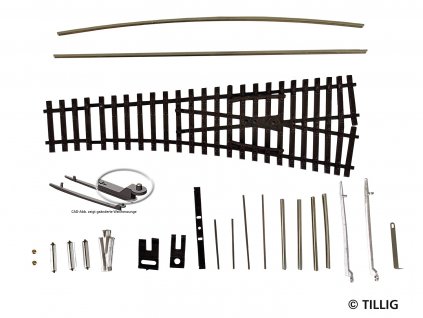 TT - výhybka EW1 stavebnice, pravá 15°, nový typ / TILLIG 83435