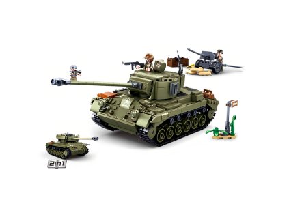 stavebnice Sluban Army Střední tank 2v1 a protiletecké dělo / B38-B0860