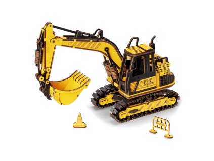 RoboTime dřevěné 3D puzzle Bagr