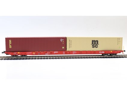 H0 - Plošinový vůz Sggnss SK RailCargo Operator MSC + Gold  / IGRA MODEL 96010092