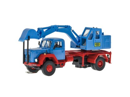 H0 - MAGIRUS DEUTZ 2-nápravový nákladní automobil s nástavbou bagru, funkční model / Viessmann 8135