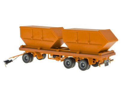 H0 - Přívěs 3-nápravový , městský oranžový, funkční model / Viessmann 8225