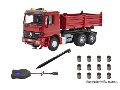 H0 - startovací sada CarMotion, MB ACTROS sklápěč s funkčními majáky / Viessmann 8000