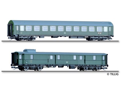 TT - set vozů DR, D 118 Leipzig-Köln, rychlíkový 2.tř. Y a zavazadlový Pw4i-32 / TILLIG 01095 E