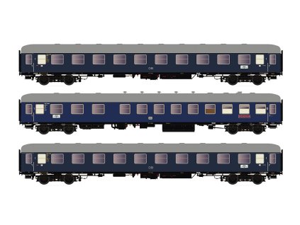 H0 - Sada 3 osobních vozů DB, Ep.IIIb, F15/16 Sachsenross, AC / Hobbytrain H43047