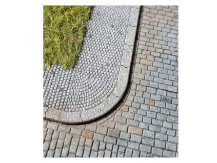 H0 - Chodníky s obrubníky, malá řádková dlažba / Model Scene 48920