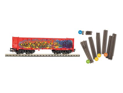 H0 - Kolejový set B + vagon s graffiti, odstavná kolej A-Gleis / PIKO 55380
