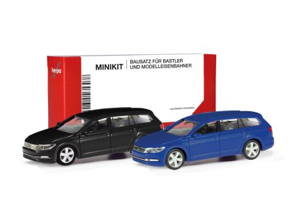 H0 - MiniKit Volkswagen (VW) Passat Variant, černý a ultramarínově modrý / HERPA 013772-003