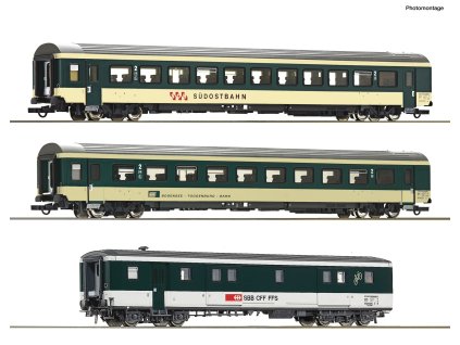 H0 - 3-dílná sada osobních vozů "Voralpen Express" SOB #1 / ROCO 6200212