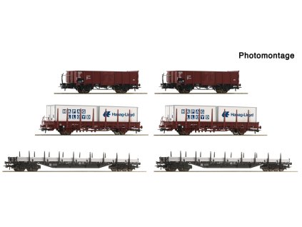 H0 - 6-dílný set vozů Rangierbahnhof offene Güterwagen / ROCO 6600334