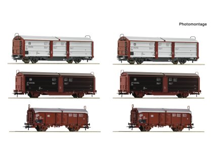 H0 - 6-dílný set vozů Rangierbahnhof Schiebedach-/Schiebewandwagen / ROCO 6600339