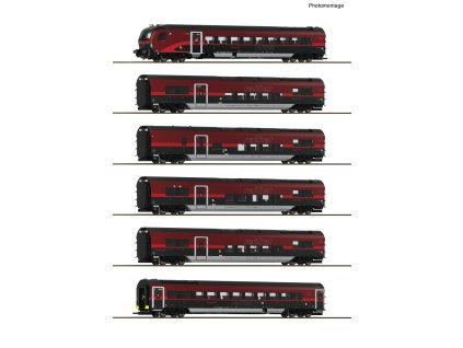 H0 - DCC 6-dílný set Railjet ÖBB, vnitřní osvětlení / ROCO 6210178