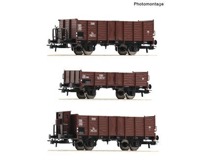 H0 - 3-dílný set vozů offene Güterwagen ÖBB / ROCO 6600250