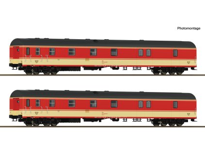 H0 - 2-dílná sada vozů Bahnpostwagen ÖBB JaffaDCC+Innenbeleuchtung / ROCO 6210180