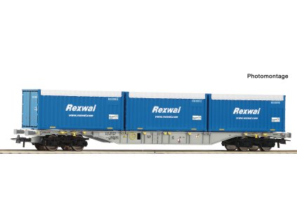 H0 - Containertragwagen Sgns + Container Rexwal / ROCO 6600234