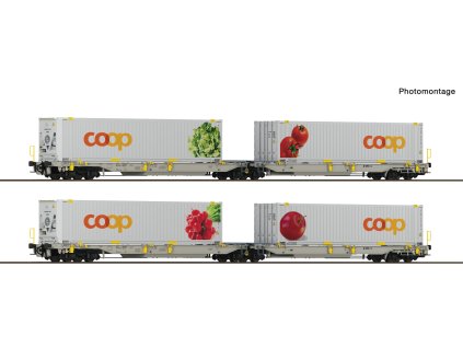 H0 - 2-dílná sada vozů Doppeltaschenwagen T2000 + Coop #1 / ROCO 6600322