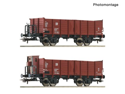 H0 - 2-dílná sada vozů offene Güterwagen Omm 12 DR / ROCO 6600253
