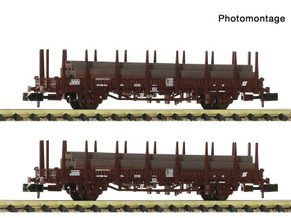 N - Set 2 plošinových vozů s ocelí, ÖBB, IV / Fleischmanm 6660143