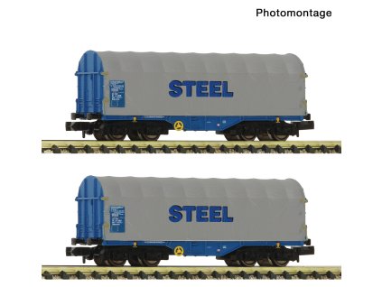 N - 2-tlg. Set: Schiebeplanenwagen / Fleischmann 6660173